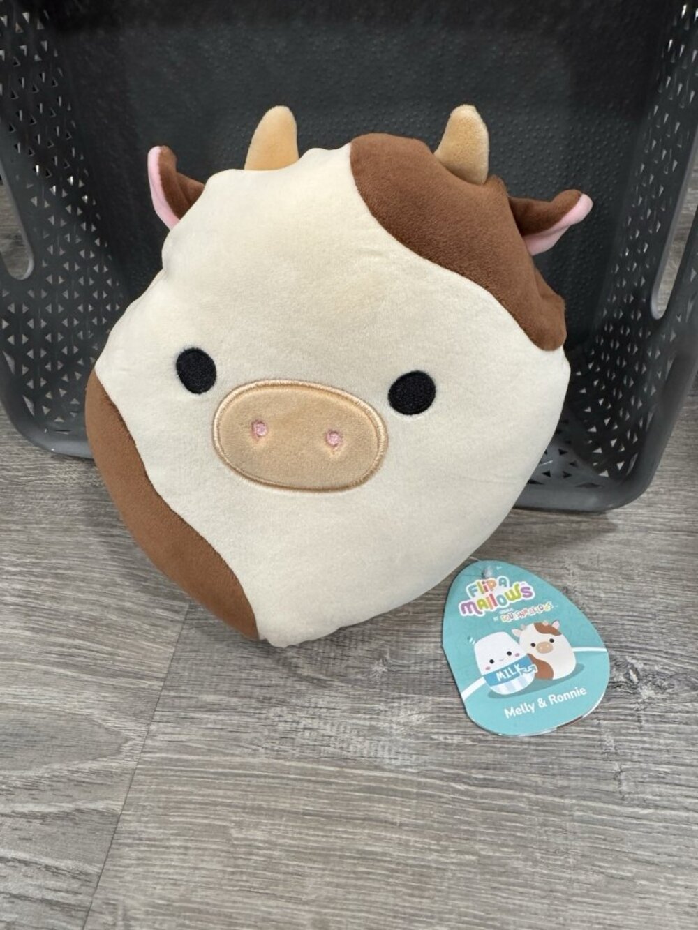 New Squishmallows 8" Flip-A-Mallows Ronnie the Cow & Melly Milk SQ1